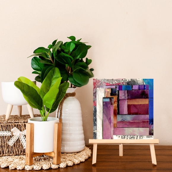 Original Mixed Media 2-sided Chunky Art - Collage Joy 6 - Picture 4 of 4